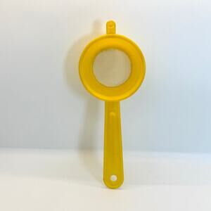 VTG Fine Mesh Tea Baking Strainer Yellow Plastic Kitchen Tool Made in Hong Kong